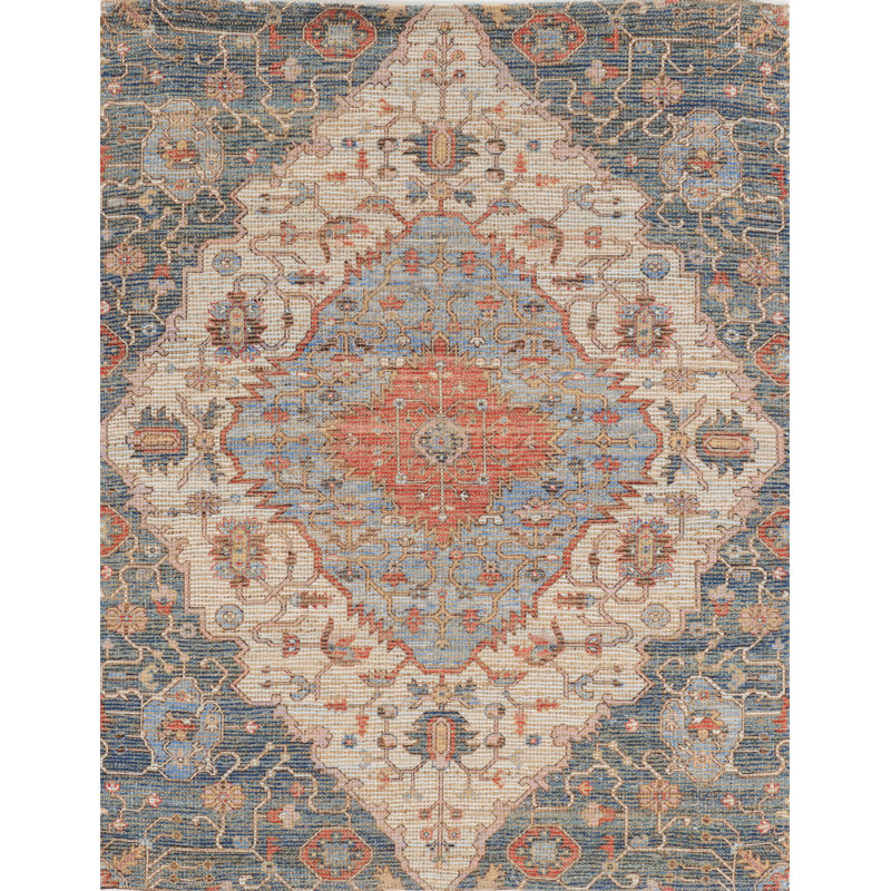 Bloomsbury Market Harker Handwoven Flatweave Blue/Red/Beige Area Rug